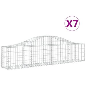 vidaXL Paniers à gabions arqués 7 Pièces 200x30x40/60 cm Fer galvanisé