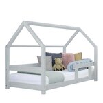 Lit cabane enfant TERY 140 x 200 gris clair