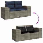 vidaXL Salon de jardin avec coussins 10 Pièces gris résine tressée acacia