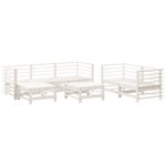 vidaXL Salon de jardin 7 Pièces Blanc Bois de pin massif