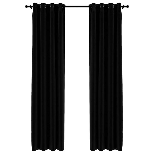 vidaXL Rideaux occultants Aspect lin avec œillets 2 Pièces Noir 140x225cm