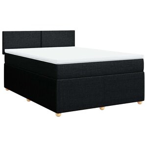 vidaXL Sommier à lattes de lit avec matelas Noir 140x190 cm Tissu