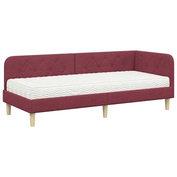 vidaXL Cadre de lit d'angle Bordeaux 80 x 200 cm tissu