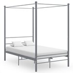 vidaXL Cadre de lit à baldaquin sans matelas gris métal 140x200 cm