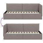 vidaXL Cadre de lit d'angle avec tête de lit Taupe 80 x 200 cm tissu