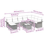 vidaXL Set de Canapé de Jardin 9 Pièces avec Coussins Noir Poly Rattan