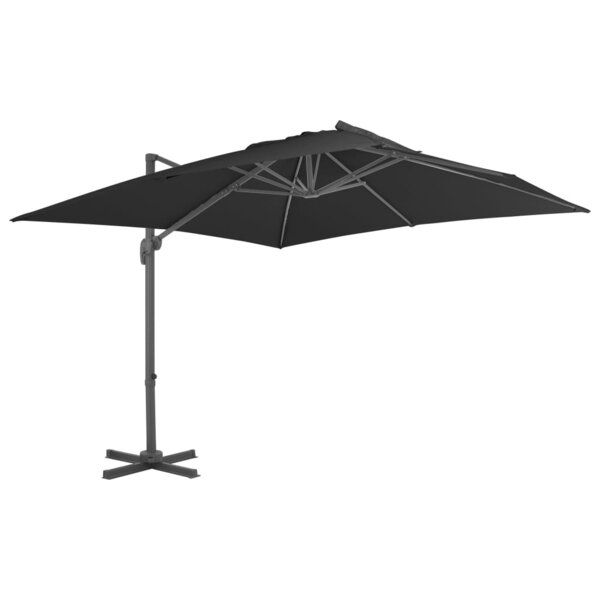 vidaXL Parasol de jardin en porte-à-faux avec mât en aluminium noir