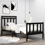 vidaXL Cadre de lit sans matelas noir 75x190 cm bois massif