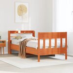 vidaXL Cadre de lit sans matelas cire marron 90x200 cm bois pin massif