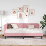 vidaXL Cadre de lit d'angle avec matelas Rose 90 x 190 cm Velours