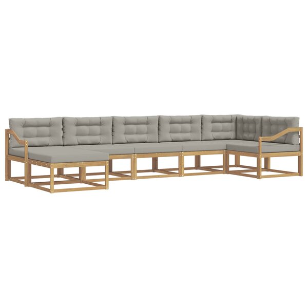 vidaXL Ensemble de canapés d'extérieur 7 pc Blanc et gris clair