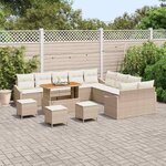 vidaXL Ensemble de canapé de jardin 13 Pièces Beige Poly rotin