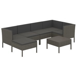 Salon de jardin meuble d'extérieur ensemble de mobilier 7 pièces avec coussins résine tressée gris 02_0017275