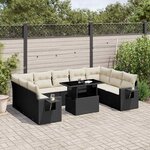 vidaXL Salon de jardin 10 Pièces avec coussins noir résine tressée