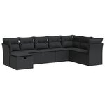 vidaXL Salon de jardin 8 Pièces avec coussins noir résine tressée
