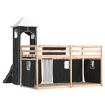 vidaXL Lit superposé avec toboggan et rideaux blanc et noir 80x200 cm