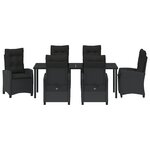 vidaXL Ensemble de salle à manger de jardin de 7 pièces avec coussins en rattan poly noir