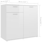 vidaXL Buffet blanc brillant 80x36x75 cm bois d'ingénierie