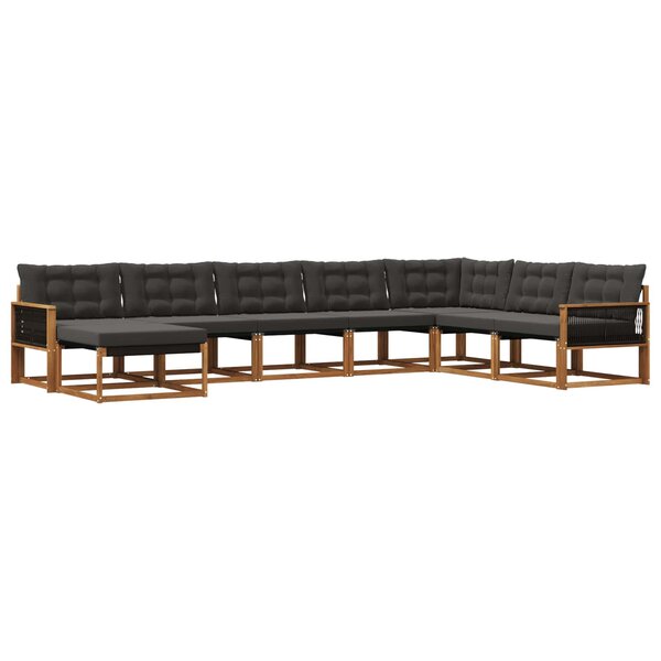 vidaXL Ensemble de canapés d'extérieur 8 pc Naturel et noir