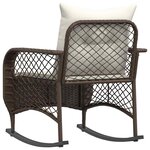 vidaXL Chaise à bascule de jardin avec coussins marron résine tressée
