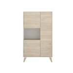 Buffet haut 3 portes - Décor chêne et blanc 81 x 43 x Hauteur 135 cm