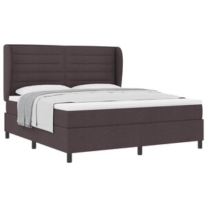 vidaXL Lit à ressorts avec matelas Marron foncé 180 x 200 cm tissu