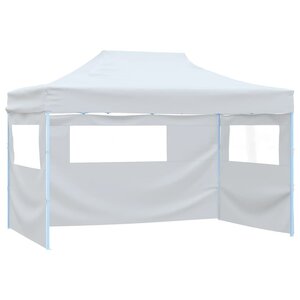vidaXL Tente pliable de réception avec 3 parois 291x413x315 cm Blanc