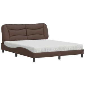 vidaXL Lit avec matelas Hvar marron 160x200 cm similicuir