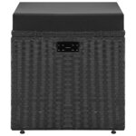 vidaXL Salon de jardin 4 Pièces Noir avec coussins Résine tressée