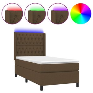 vidaXL Sommier à lattes de lit matelas et LED Marron foncé 100x200 cm