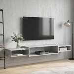 vidaXL Meuble TV mural Montage mural Gris béton 180 x 28 x 21 cm