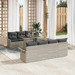 vidaXL Ensemble de canapé de jardin 8 Pièces Gris clair Poly rotin