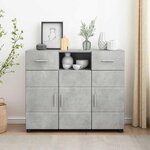vidaXL Buffet Gris béton 88.5 x 30.5 x 73 cm Bois d'ingénierie
