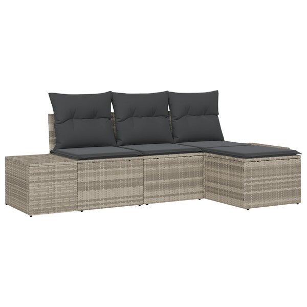 vidaXL Ensemble de 4 Canapés de Jardin avec Coussins Gris Clair Rattan