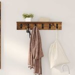 vidaXL Porte-manteau mural avec étagère Chêne fumé 60 x 10.5 x 10.5 cm