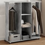 vidaXL Garde-robe avec roues gris béton 102x38x110cm bois d'ingénierie