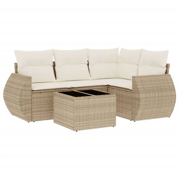 vidaXL Salon de jardin avec coussins 5 Pièces beige résine tressée