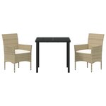 vidaXL Set de Jardin 3 Pièces Beige Rotin Synthétique