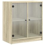 vidaXL Armoire latérale avec portes en verre chêne sonoma 68x37x75 5cm