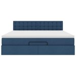 VidaXL Cadre de lit ottoman avec matelas bleu 160x200 cm tissu