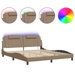 vidaXL Cadre de lit avec lumières LED cappuccino 180x200 cm similicuir