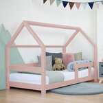 Lit cabane enfant TERY 120 x 190 rose pastel