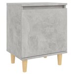 vidaXL Table de chevet avec pieds en bois Gris béton 40x30x50 cm