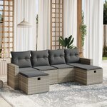 vidaXL Salon de jardin 6 Pièces avec coussins gris clair résine tressée