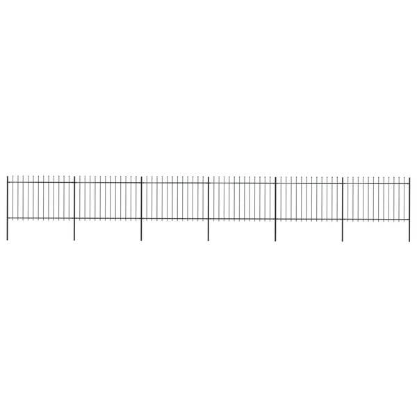 vidaXL Clôture de jardin avec dessus en lance Acier 10 2 x 1 2 m Noir