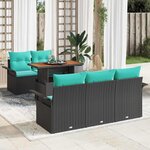 vidaXL Ensemble de canapé de jardin 6 Pièces Noir Poly rotin