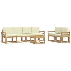 vidaXL Ensemble de canapés d'extérieur 7 Pièces Blanc et crème