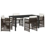 Ensemble de Salle à Manger de Jardin de 5 Pièces avec Coussins Marron Poly Rattan