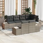 vidaXL Set de Canapé de Jardin 7 Pièces avec Coussins Gris Poly Rotin