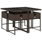 vidaXL Ensemble à manger de jardin 5 Pièces et coussins marron poly rotin